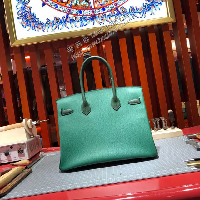 Hermes女包 愛馬仕經典款Birkin包 epsom皮手掌紋 Hermes鉑金拼色女士手提包  am2082